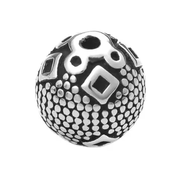 Nové 304 Nerezovej Ocele Korálky Kolo Geometrické Guľôčok Pre Fashion, DIY Šperky Uskutočňovanie Dodávok 9 mm Dia., Otvor: 1,5 mm, 1 ks