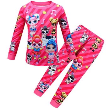 Jar, Jeseň Detí LOL Doll Oblečenie Sady Chlapci Sleepwear Oblečenie Deti Pyžamo Nastaviť Dievčatká Bavlna Cartoon Pijamas