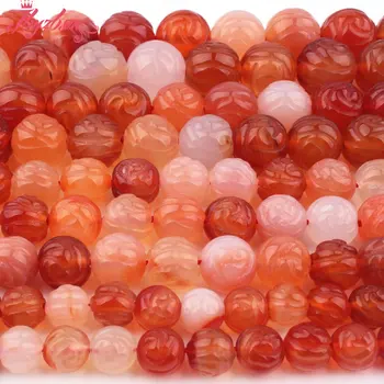 8,10,12 mm Multicolor Kolo Perličiek Vyrezávané Carnelian Agates Prírodného Kameňa Korálky Pre DIY Náhrdelník Šperky Robiť 15