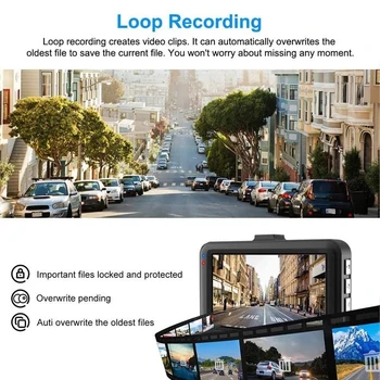 Full HD 1080P Dash cam Video Rekordér Jazdy Pre Automobilové DVR Kamery, 3