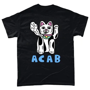 Japonský Módny ACAB Plutus Mačka Fajčenie Zábavné tričká Unisex Muži Ženy Lete Grunge Tees Lete Bavlna Harajuku Tshirts