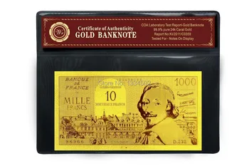 1956year'sFrance 1000 Frankov Zlato, Bankovky Á S Čistého Zlata S COA NOVÝ&ZRIEDKAVÉ