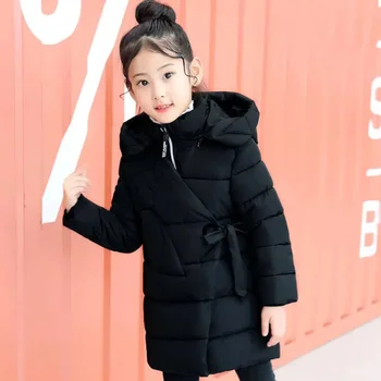 Zimné Bavlnená Zmes Bunda Pre Dievčatá, Nové 2021 kórejská Verzia Fashion Udržať v Teple Kapucňou Strednej Dĺžky Bežné Slim detské Oblečenie