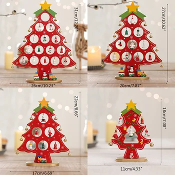 DIY Vianočné Monolitické Drevené Vianočný Stromček Ploche Malé Mini Vianočný Strom Decor Scény Okno Výzdoba Domov Ozdoby