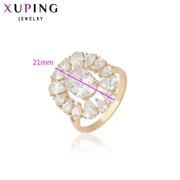 Xuping Luxusný Prsteň Kvet Dizajn Očarujúce Darček Ženy, Zlatá Farba Pozlátené Vianočné Šperky Vysokej Kvality 12454
