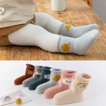 Bavlna Dieťa, Batoľa Dievča Ponožky Animal Print Baby Chlapci, Dievčatá Ponožky protišmyková Gumová Podlaha Ponožky Cartoon Dieťa Deti Uvoľňuje Ponožky