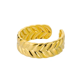 Nová Zlatá Farba Široký Otvor Prst Prstene Pre Ženy Nehrdzavejúcej Ocele, Ručné Konkávne Konvexný Nastaviteľný Krúžok Módne Šperky Darček