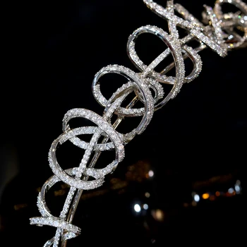 Luxusné Plný Zirconia Šperky, Svadobné Tiara Vlasy Koruny Svadobné Doplnky, Módne kráľovskej Koruny S Kľukaté Čiary Ženy Headdres