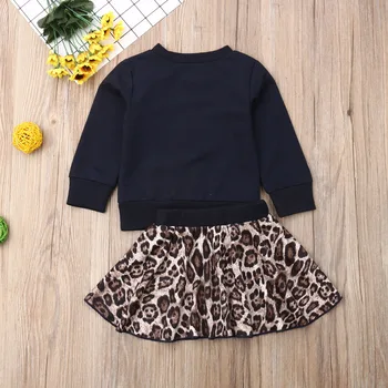 Pudcoco 2KS Novorodenca Dievča Jeseň Oblečenie Bavlna Srdca Tlače Topy Leopard Sukne 2019 Bežné Deti Oblečenie Set 2-6Y