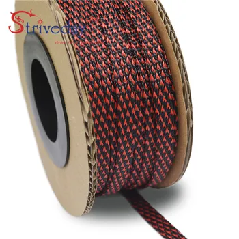10/30 Metrov Black & Red 6 mm Opletenie PET Rozšíriteľná Sleeving Vysokou Hustotou Opláštenie Splietané Kábel Rukávy urob si sám