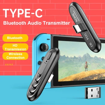 Bezdrôtový Bluetooth-kompatibilné Vysielač V5.0 Prijímač Pre Nintendo Prepínač/PS4/PC Stereo Audio Vysielač Typ-C, USB Adaptér