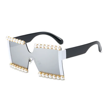 Luxusný Pearl slnečné Okuliare Ženy, Nadmerné veľkosti Gradientu Slnečné Okuliare Mužov UV400 Vintage Námestie Odtiene Okuliare Okuliare Gafas De Sol