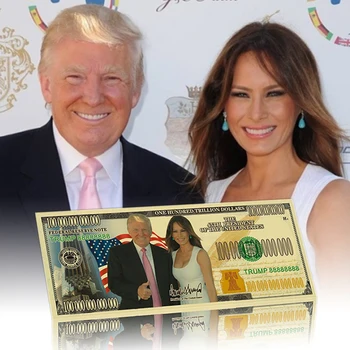 24k Farbu Zlata Bankoviek Donald Trump A Prvá Dáma Melania Kovu, Pozlátené Papierové Peniaze na Vianočné Darčeky a Zbierky