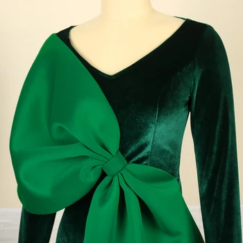 Narodeniny Šaty Žien Maxi Bodycon Strany Zelenej Zamatovej Veľké Bowtie Dlhé Rukávy Vianočné Elegantné Prípade Afriky Večer Domov Prichádza