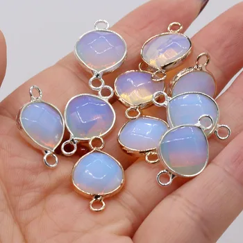 Prírodné Semi-precious Stone Prívesok Konektor Opal DIY Šperky Čo Náhrdelník Náramok Darček