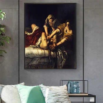 Judith Sťatí Holofernes (Artemisia Gentileschi Lesklý) Plátne, Plagát, Dekorácie, Maliarstvo,