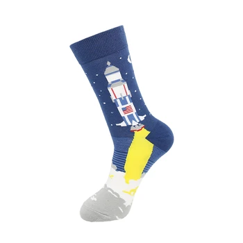 Vtipné Mužov Ponožky Cartoon Rocket Hamburger Fotoaparát Vzor Bavlna Šťastný Ponožky Harajuku Hip Hop Calcetines Vianočný Darček