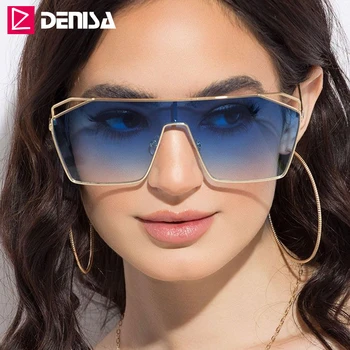 DENISA Luxusné Dizajnér Modrý Štvorec Nadrozmerné Okuliare Slnečné Okuliare Pre Ženy Móda 2020 Veľké Rámu Okuliarov Oculos De SolG18121