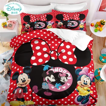 Disney Mickey Mouse Mickey Minnie Donald Duck Roztomilý Kreslený Tlačiť Nadol Deka obliečka na Vankúš detských Postelí Nastaviť bytový Textil