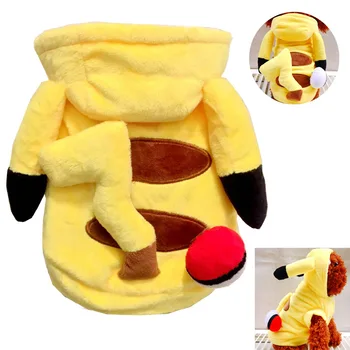 Psie oblečenie elf loptu Pikachu sa premení na nové jesenné a zimné pet oblečenie mačka dva-legged pes dodáva pet Cosplay Kostýmy