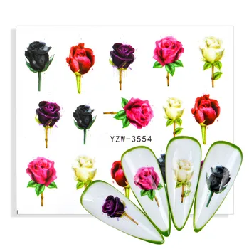 1 List Zelené Listy Vody Obtlačky Jazdca Na Nechty Spring Flower Čerešňové Kvety Dizajn Prenos Nálepky, Nail Art Vodotlač