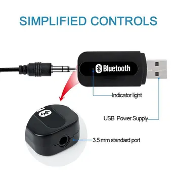 USB Bezdrôtová Pre Auto Hudby, Bluetooth Audio Prijímač, Adaptér Aux 3,5 mm Pre Slúchadlá Prijímačom