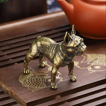Meď Stôl Ozdoby Buldog Miniatúry Figúrky Ručné Retro Mosadz Zvierat Psa Socha Domáce Dekorácie, Doplnky Plavidlá