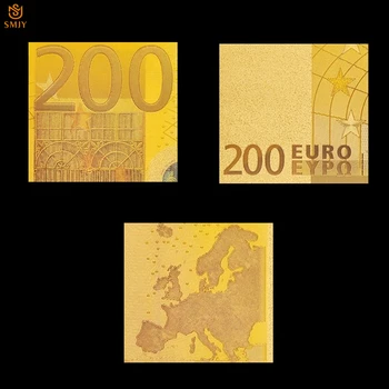 Najlepšie Ceny Pre Farebné Európskej Zlato, Bankovky Nové 200 Eur Peniaze v 24k 99.9% Zlata Pre Zber S COA Rám Darček