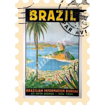 Brazília suvenír magnet vintage turistické plagát