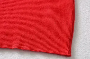 2021 Streetwear Špagety Popruh S Rukáv Ženy Dressessexy Vestido Pletené Červená Mini Šaty Vintage