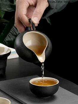 Matný čierny riad keramická kanvica šálku čaju Krásne čínske kung fu čaj sady drinkware jednoduché Čaj nastaviť Ľahko sa čistí