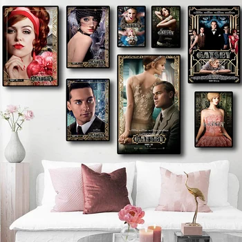 Európske a Americké Romantika Filmy Veľký Gatsby Plagát, Spálne, Obývacej Kvalitné Plátno Maliarske Umenie Domov Stenu Decor Obrázok