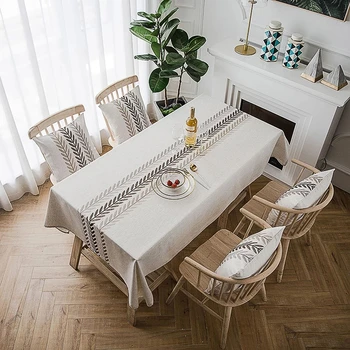 Nordic obrus obdĺžnikový kuchyňa, vyšívané jedálenský stôl pokrytie strany obrus svadobné krb pultu dekorácie