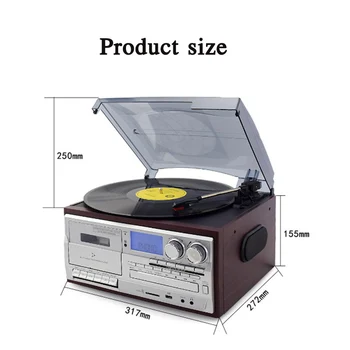 Multi-funkcia record player vinyl prehrávač moderné gramophone pásky rádio, Bluetooth, USB, zabudovaný reproduktor, diaľkové ovládanie