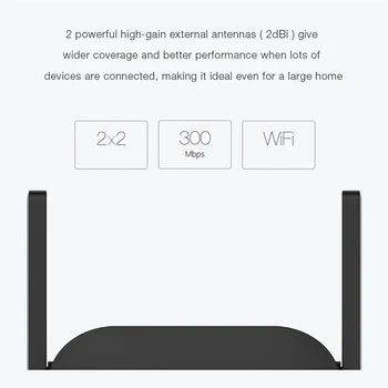 Pôvodný Xiao Mi WiFi Opakovač Pro 300 METROV Zosilňovač Siete Expander Router Extender Roteador 2 Antény