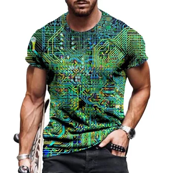 Elektronického Čipu, Hip Hop tričká Muži Ženy 3D Stroj Vytlačené Veľkými T-shirt Harajuku Štýl Letné Krátke Sleeve Tee Topy