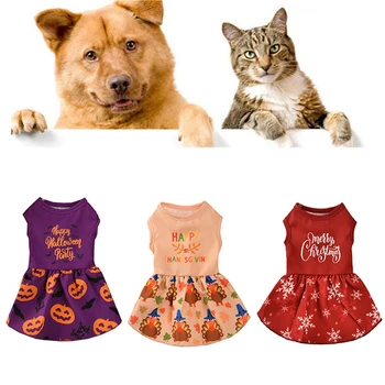 Vianočné Halloween Psa Šaty Pet Princezná Sundress Pohodlné Tlač Pet Šaty Pet Oblečenie pre Malé a Stredné Psy a Mačky