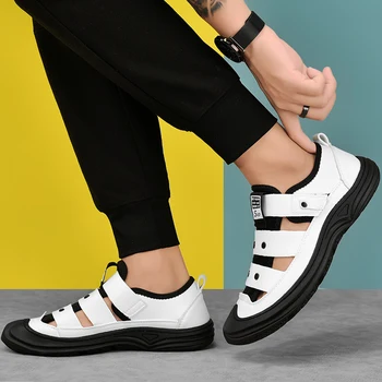 Letné pánske sandále a plážové topánky pánske kórejský trend vonkajší rekreačný šport pánske topánky soft-soled sandále