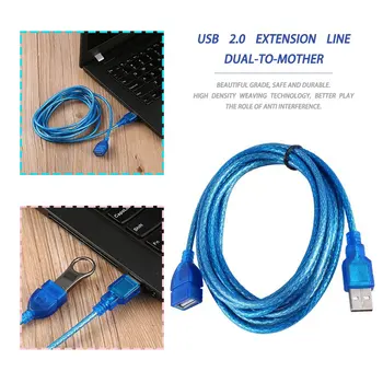 1/1.5/2/3-M Anti-interferencie USB 2.0 Predlžovací Kábel USB 2.0 Samec na USB2.0 Ženské Rozšírenie Údajov Sync Kábel Kábel Modrá Štandard