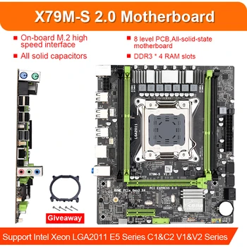 X79 M-S 2.0 doska set s LGA2011 kombá Xeon E5 2660 CPU 4pcs x 4 GB=16 GB pamäte DDR3 ECC 1333Mhz RAM NVME M. 2 slot