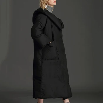 LANMREM 2022 Zimné Nové Voľné Kabáty s Kapucňou Batwing Rukávy Nadrozmerné Farbou Teplej Módy Coats Pre Ženy 2W1455