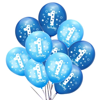 10pcs Dieťa, Dievča, Chlapec Prvé Narodeniny Party 1. Narodeniny Výročí Balón, Modré, Ružové Jeden Rok Starý Balón pre Dekorácie