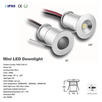 1W IP65 12V Mini LED Downlight Zapustené Stropné Osvetlenie, Bodové Svetlo Koridoru Lampy Stmievateľné Pozornosti na Výkladná Skriňa