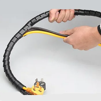 Kvalitné PE špirála balenie kábel organizátor pletená sleeving káble kábel chránič shrinkable trubice pre spotrebiče 1M