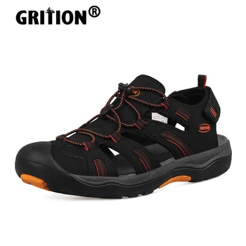 GRITION Mens Sandále Priedušná Non Slip Nové Módne Letné Luxusné Plážové Topánky Bežné Platformu Nastaviteľné Kapela Plus Veľkosť 40-46