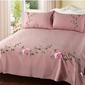 Alherff značky čistej bavlny posteľ list nastaviť vyšívané obliečky na vankúše ploché listy prehoz cez posteľ multi veľkosť kráľovná kráľ