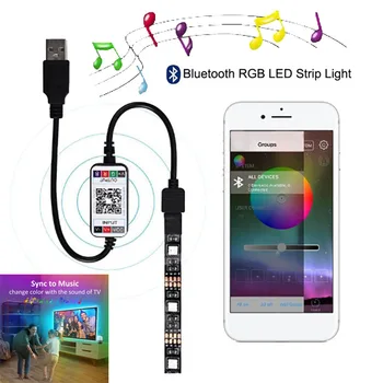 1m 2m 3m 4m 5m 10m 5V Bluetooth USB LED Lampa na Osvetlenie Flexibilné Pásy Svetla 5050 RGB Diódy Pásky Pre Tiktok Strany