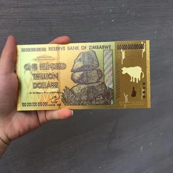 Starožitný Čierne Zlato Fólie 100 Biliónov Zimbabwe Pamätných Bankoviek