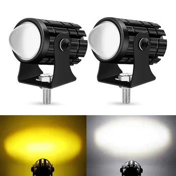 2XDual Farba Žltá Biela LED Spot Light Motocykel Svetlometu Jazdy Hmla Žiarovka 12V / 24V Môže Byť Použitý Ako High Beam Pomocné Lampa