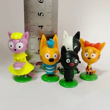 3-4cm kid e mačky Akcie Obrázok Hračky Šťastný Tri Mačiatka Dekorácie Zber Figúrka Toy model pre deti Vianočné Darčeky